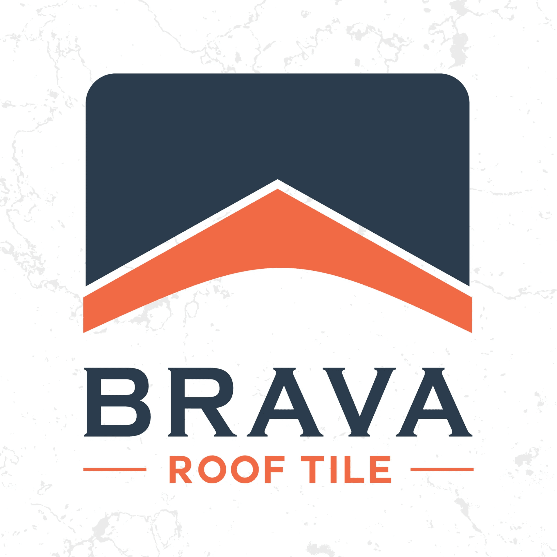 Logo of "Brava Roof Tile" features a stylized roof in navy and orange above the brand name in bold navy text, conveying reliability.